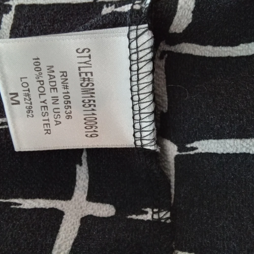 2-$10.Travel Elements Sz M Black&White Grid Pattern Open Front Cardigan Arm Ties